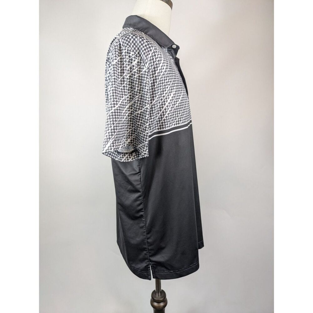 Tattoo Golf Mens M Polo Shirt Black White Houndstooth Print Athletic Performance - Picture 4 of 10